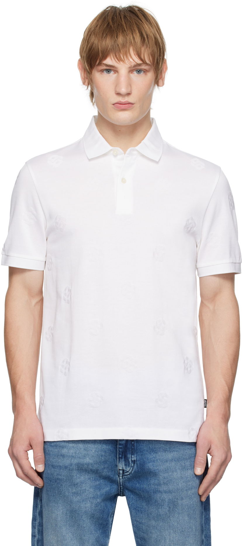 Polotröja BOSS Slim Fit Polo With Embroidered Monogram Vit | 50532765