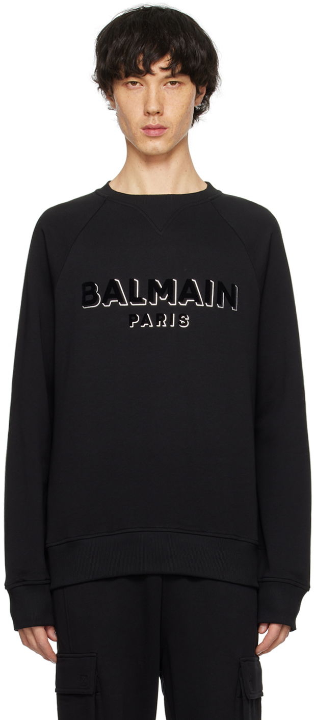 Sweatshirt Balmain Metallic Flocked Sweatshirt Svart | CH1JQ005BB99