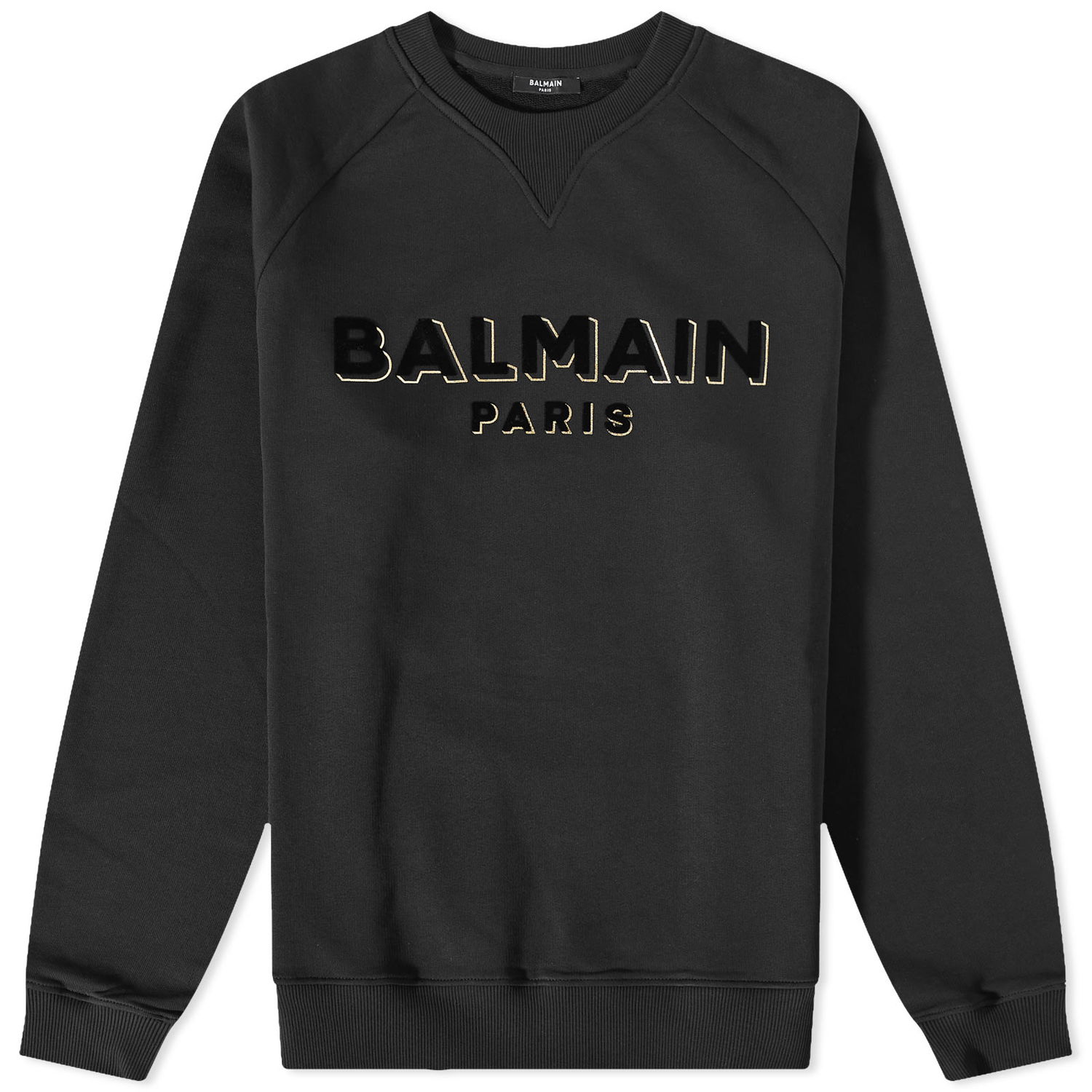 Sweatshirt Balmain Flock & Foil Paris Logo Crew Sweat Svart | BH1JQ005BB99-EGO, 0