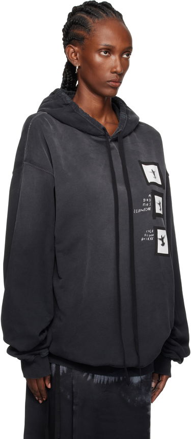 Sweatshirt Ann Demeulemeester Ann Demeulemeester Anne Marie 'Doves' High Comfort Hoodie Svart | 2520-W-JSW01-55-FA639-098, 1