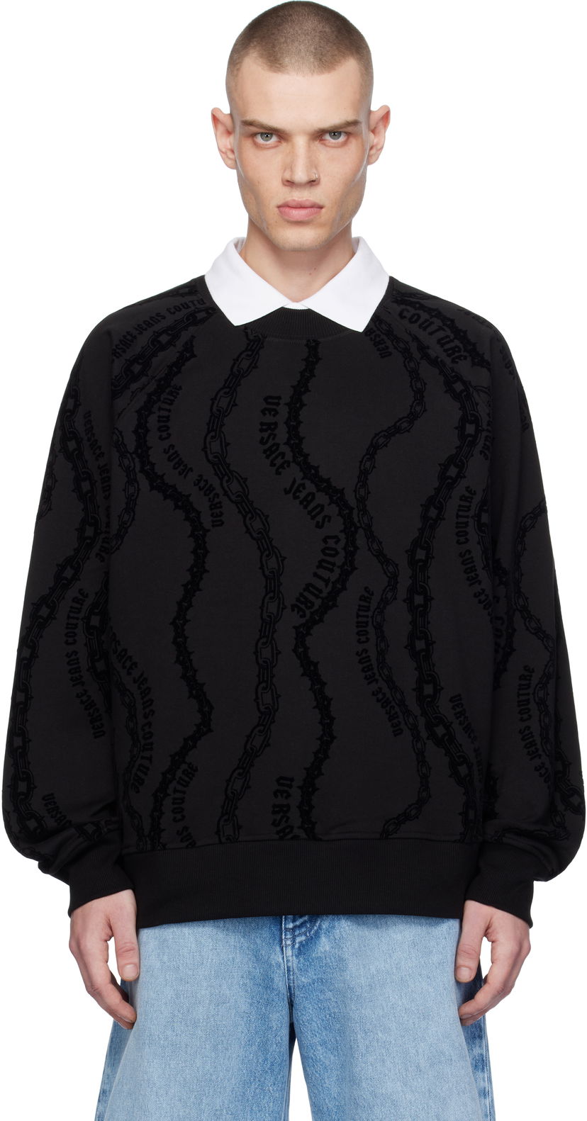 Sweatshirt Versace Chain Couture Sweatshirt Svart | E77GAI3X0_EFS176