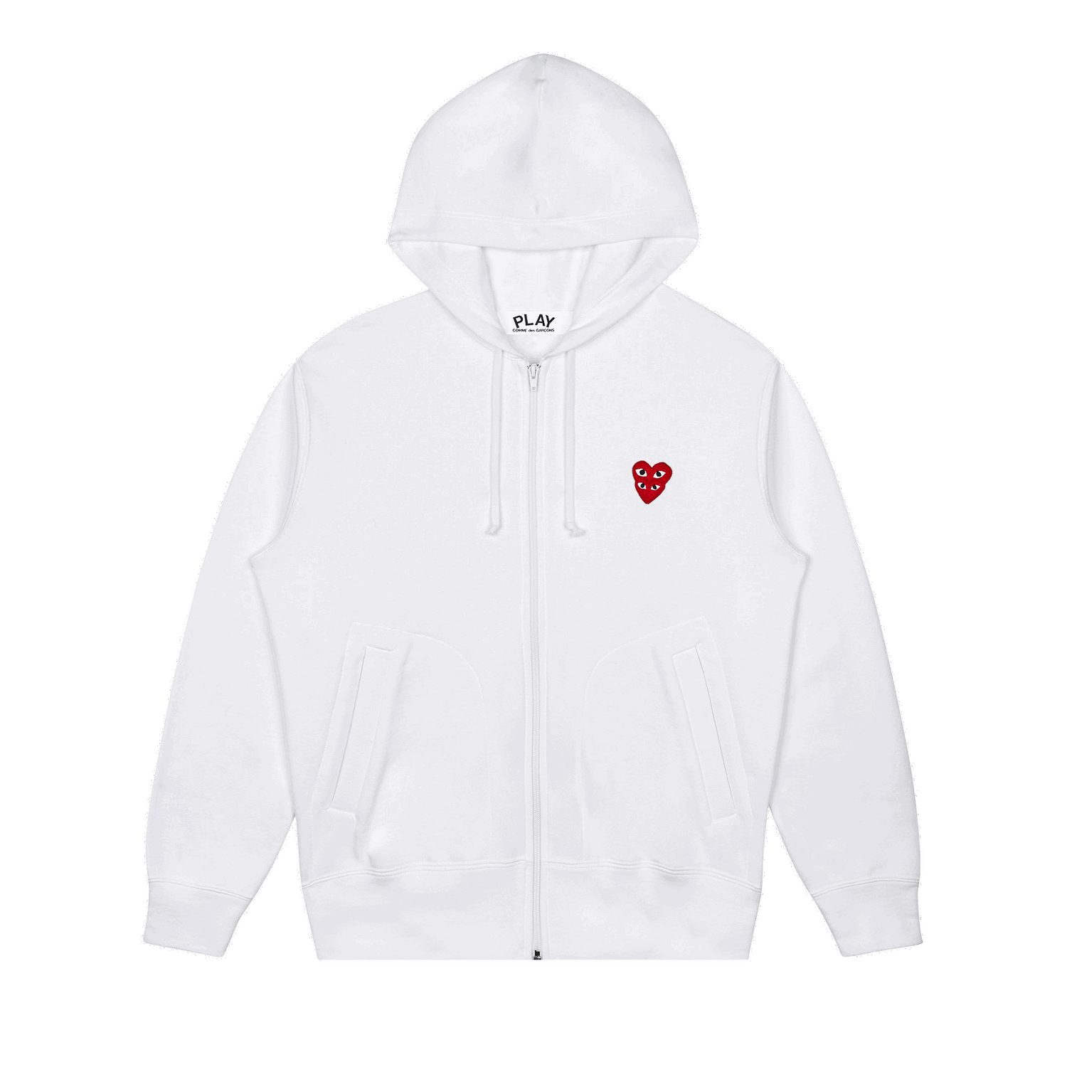 Sweatshirt Comme des Garçons PLAY Stacked Heart Zip Hoodie Vit | AZ T294 051 2, 0