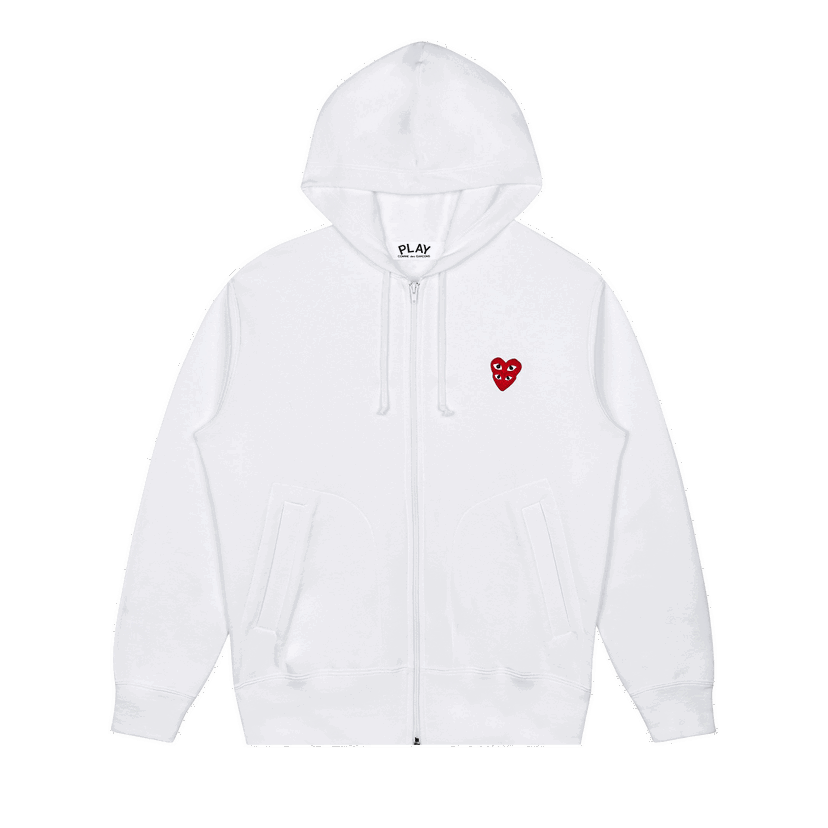 Sweatshirt Comme des Garçons PLAY Stacked Heart Zip Hoodie Vit | AZ T294 051 2