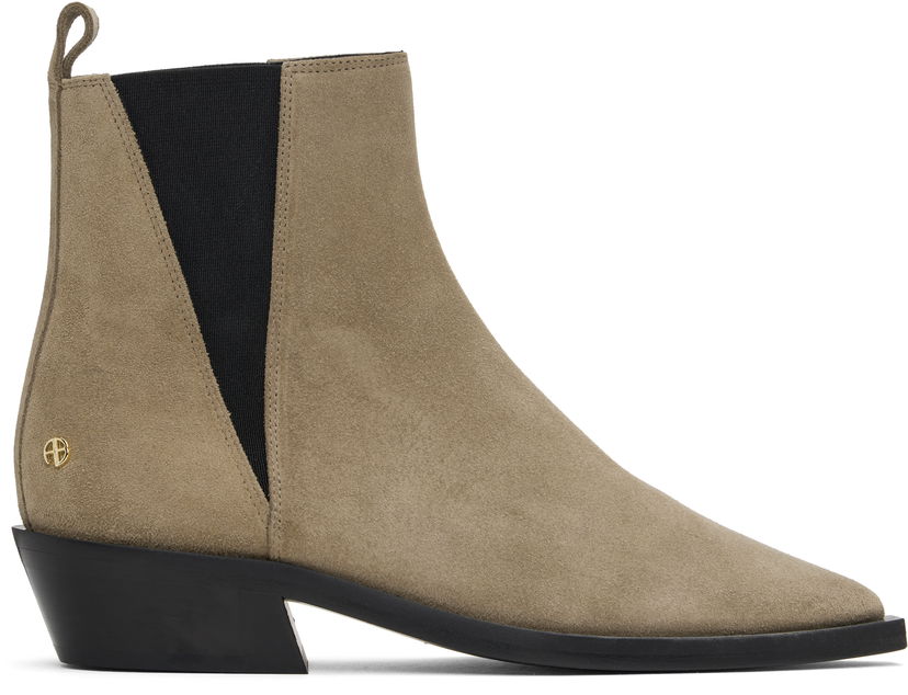 Kläder Anine Bing Anine Bing Bekah Suede Flat Ankle Boots Beige | A-14-10197-TPU1