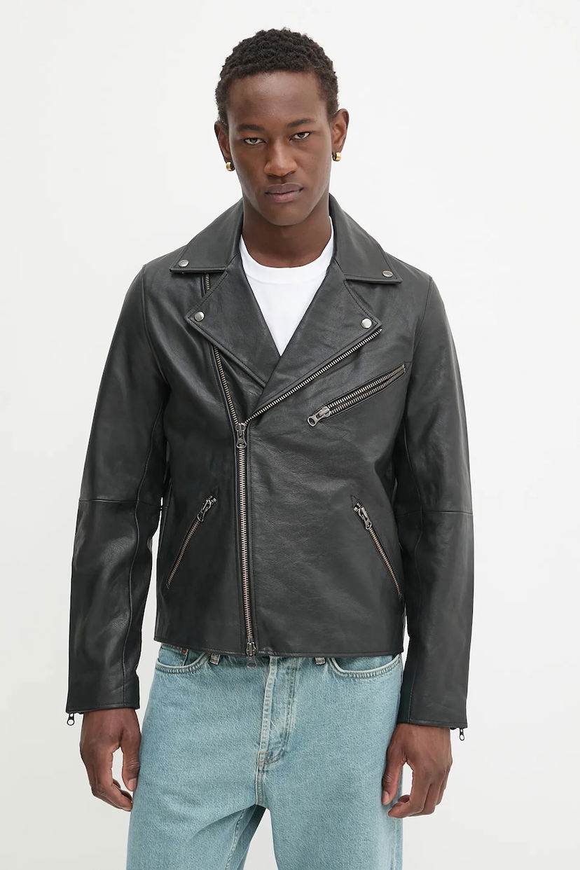 Jacka Samsoe Samsoe Samsoe Samsoe SACOBAIN Leather Moto Jacket Svart | M25200027