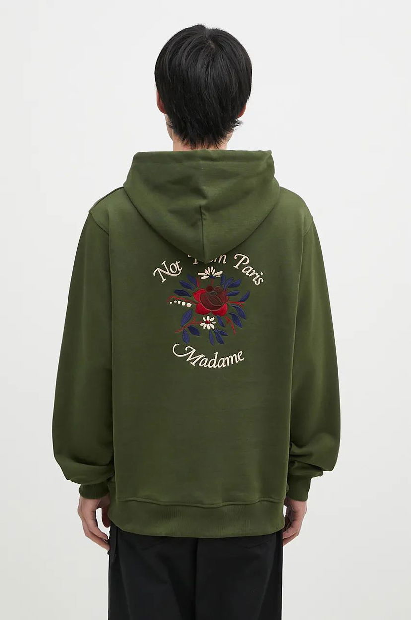 Sweatshirt Drôle de Monsieur Hoodie With Flower Embroidered Applique Grön | E.HO169.CO127.KK