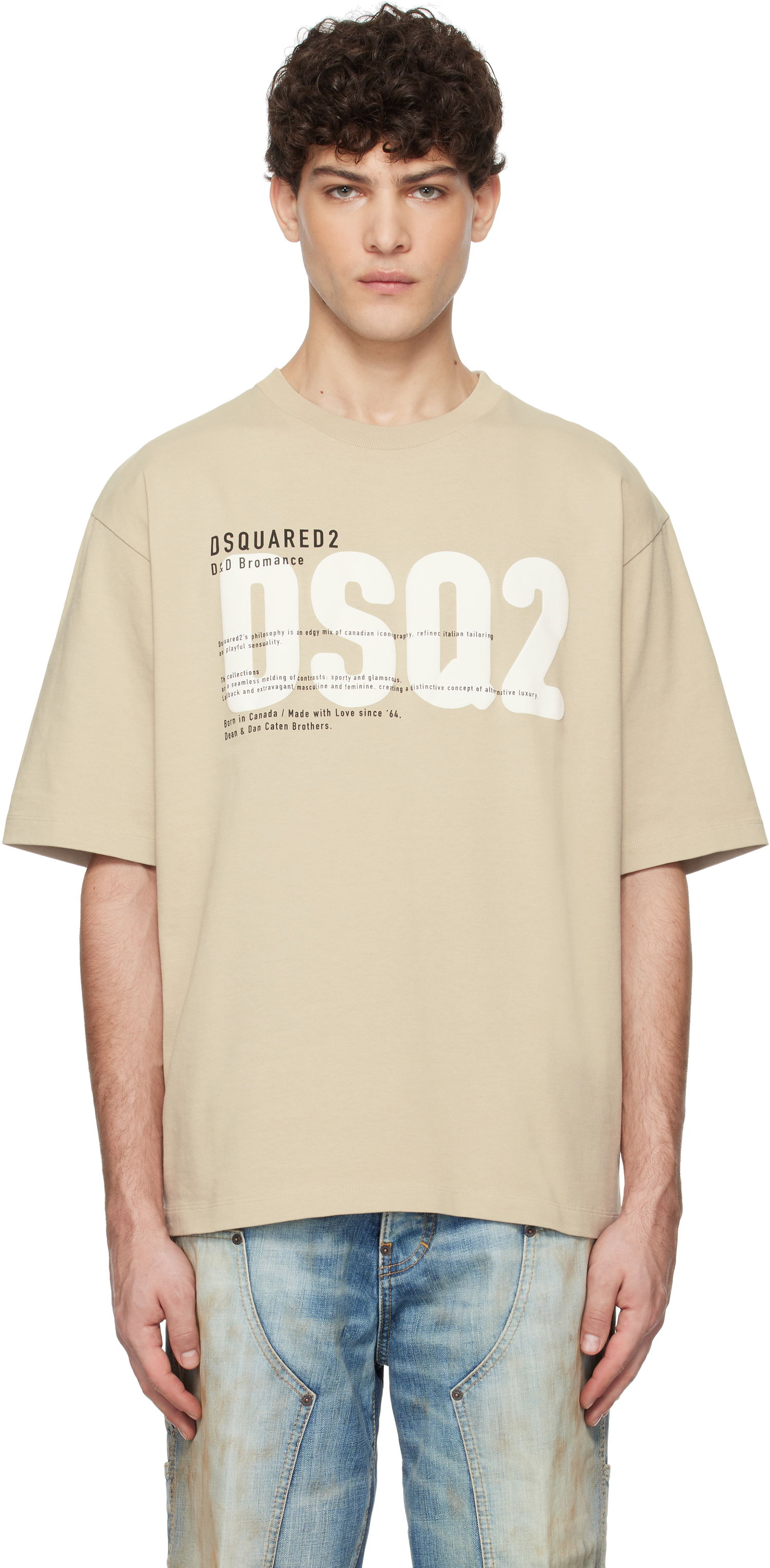 T-shirt DSQUARED2 Loose Fit 'DSQ2' T-Shirt Beige | S74GD1412_D20033, 0