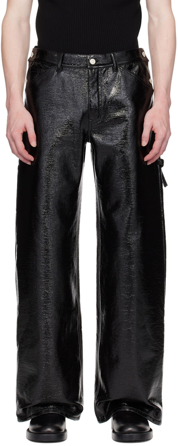Cargo byxor Courrèges Sailor Black Vinyl Trousers Svart | 124CPA188VY0014
