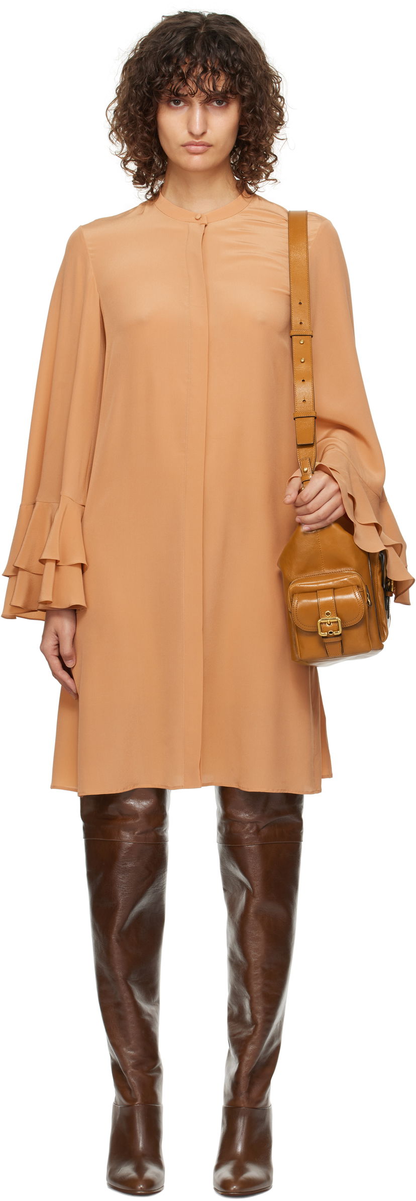 Klä CHLOÉ Tiered Sleeve Mini Dress Orange | CH24WRO39125