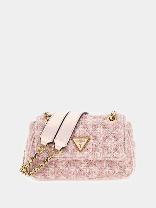 Axelväska GUESS Tweed Giully Mini Crossbody Bag Rosa | HWTK8748780, 0