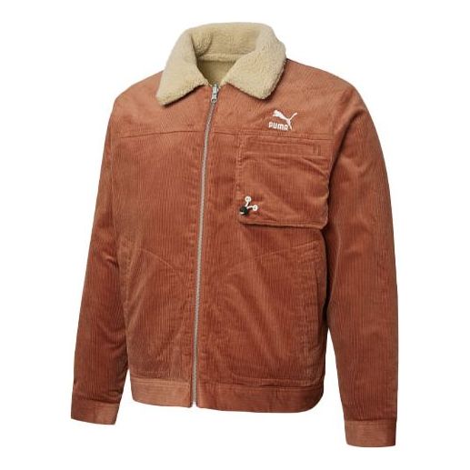 Bomberjacka Puma Cord Embroidered Logo Reversible Corduroy Jacket Brun | 534751-17