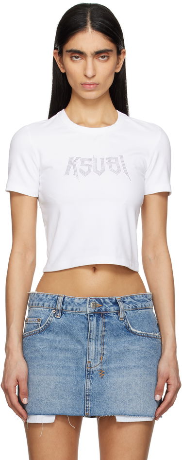 Crop top Ksubi Ksubi Kingdom Baby Cropped T-Shirt Vit | WSP25TE006, 0