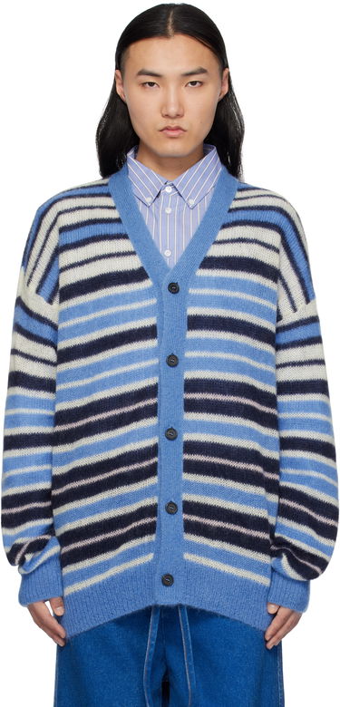 Sweater Marni Marni Lightweight Fuzzy Wuzzy Stripe Cardigan Blå | CDMG0153Q0 UFU178, 0