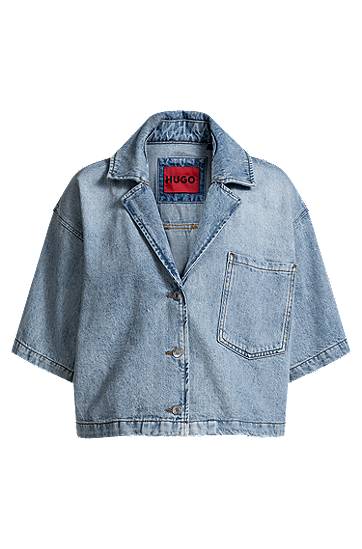 Jacka BOSS HUGO Relaxed-Fit Denim Blouse Blå | 50535366