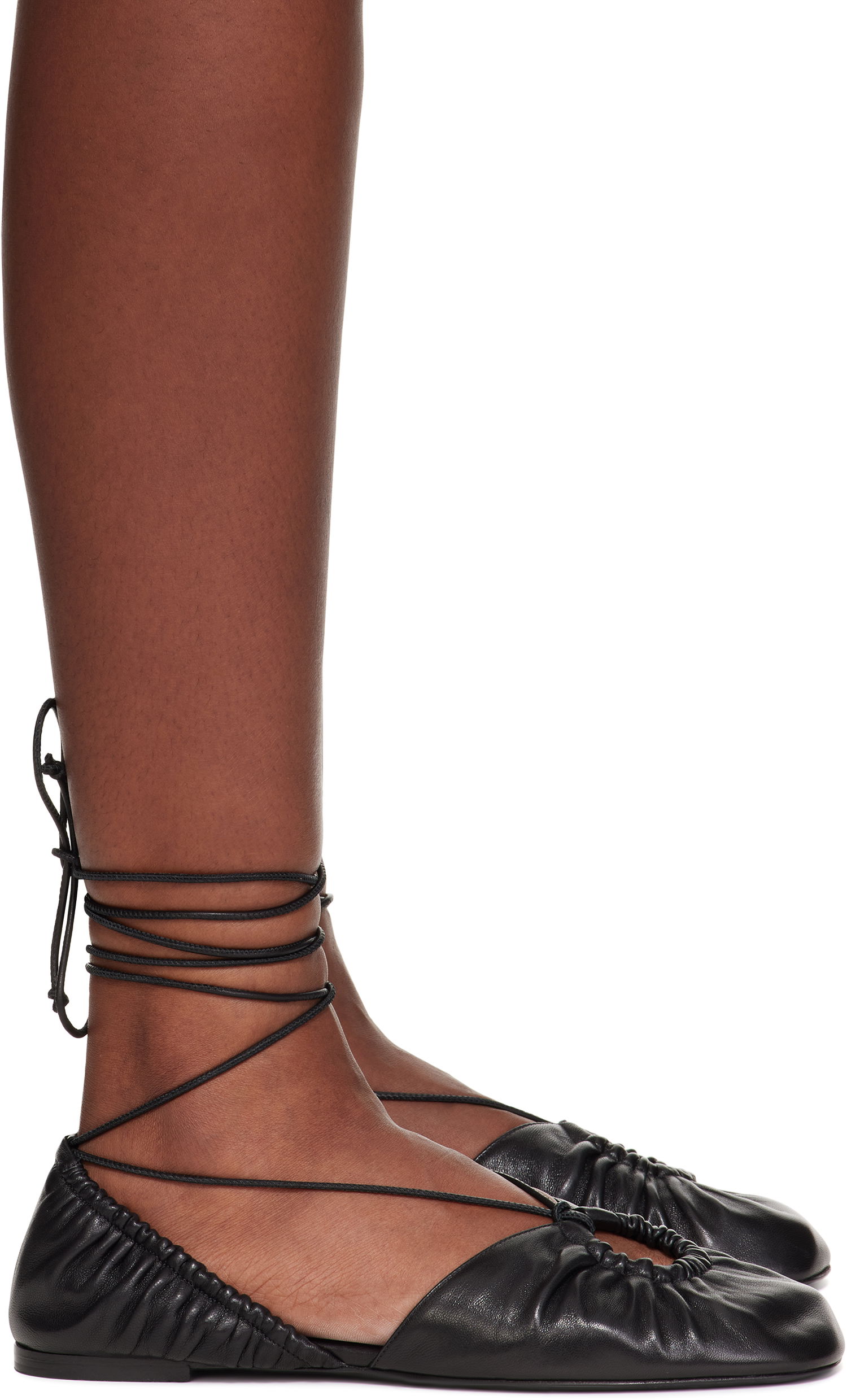 Sneakers och skor LANVIN Lanvin Mesure Lace-Up Leather Ballerina Flats Svart | FW-SAMS0W-NAPA-E25, 0