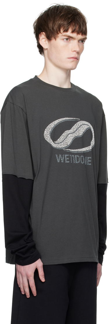 T-shirt We11done We11done Pearl Logo Layered Long Sleeve T-Shirt Grå | WD-TT2-25-739-U-CH, 1