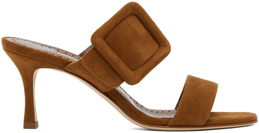 Tillbehör Manolo Blahnik Manolo Blahnik Gable Suede Heeled Sandals Brun | 419-0479