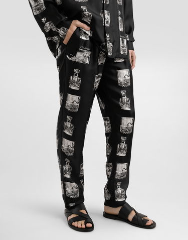 Pyjamas Dolce & Gabbana Silk Pajama Pants With Whiskey Print Svart | GVCRATHI1V0HN5IA, 3