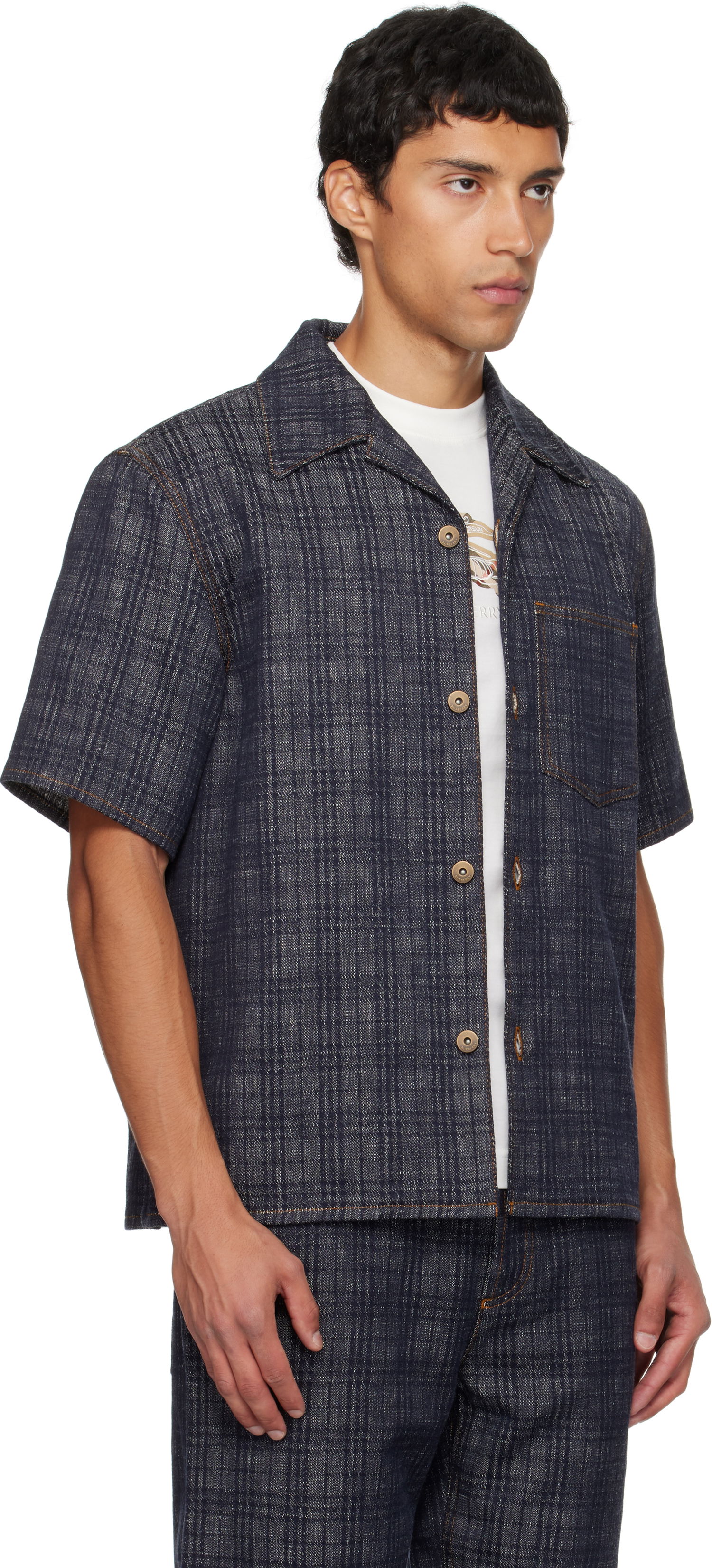 Skjorta Burberry Burberry Relaxed Fit Check Denim Shirt Blå | 8113431, 1