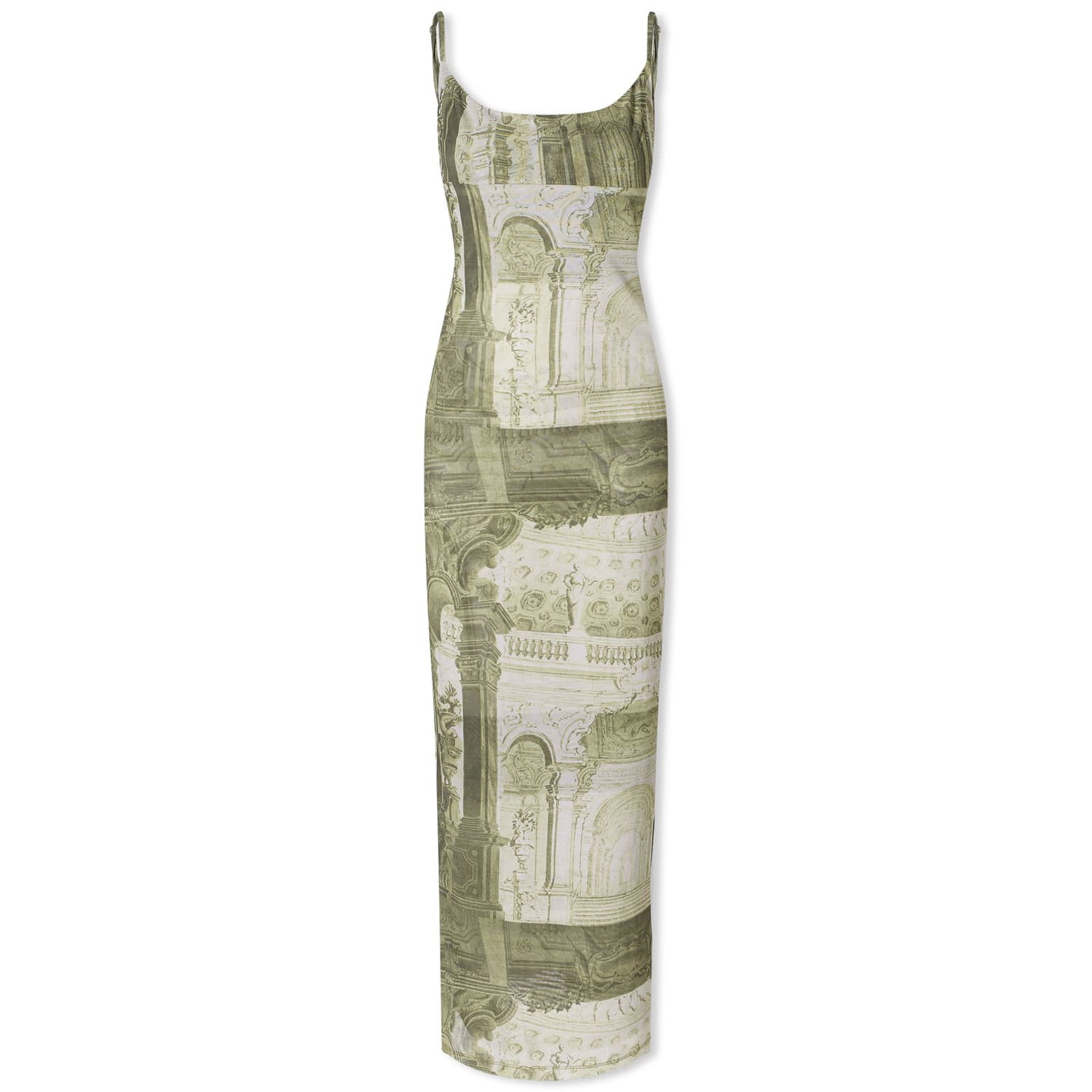 Klä Miaou Miaou Thais Midi Dress Emblem Print Beige | 5019PM1EMB, 0