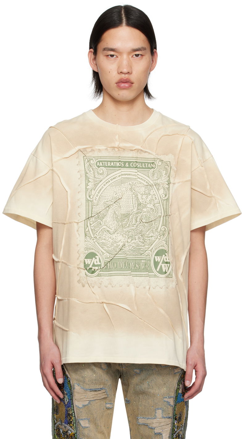 T-shirt Who Decides War Currency Graphic Panelled T-Shirt Beige | 1110110019SS24, 0
