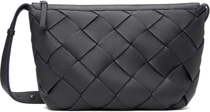Axelväska Bottega Veneta Bottega Veneta Diago Medium Woven Leather Shoulder Bag Mörkblå | 795125 V4FV1 4211
