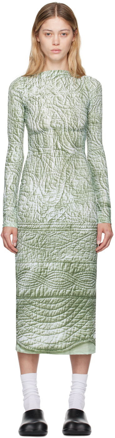 Klä Maison Margiela MM6 Green Printed Midi Dress Grå | S52DD0046 M20024