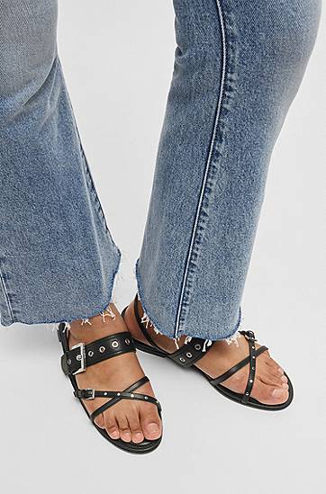 Tillbehör BOSS Leather Sandals with Eyelets and Studs Svart | 50542090, 1
