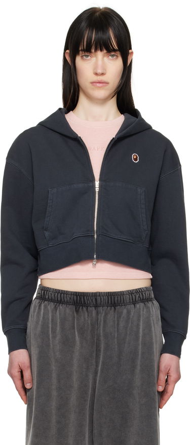 Sweatshirt BAPE BAPE One Point Cropped Zip Hoodie Mörkblå | 001ZPL302007L, 0