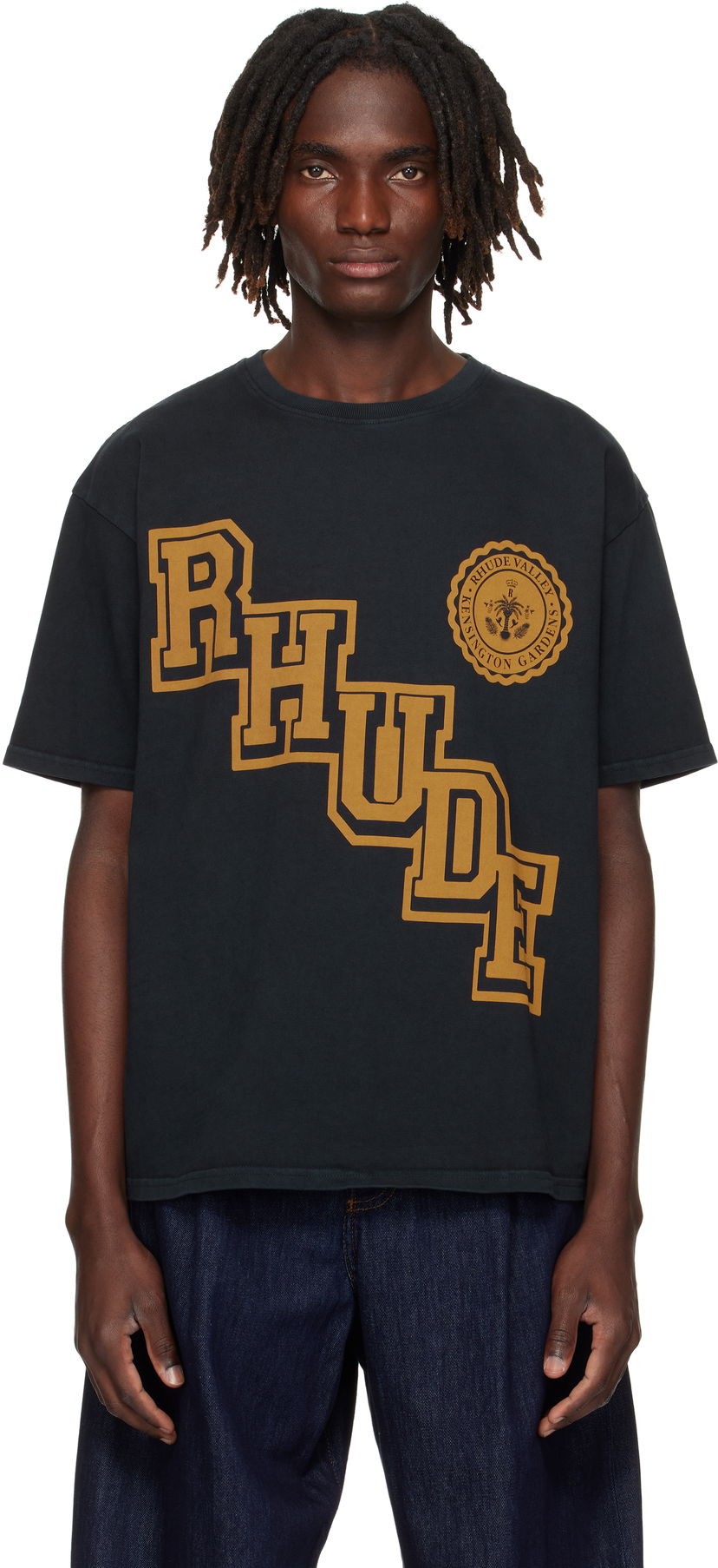 T-shirt Rhude Rhude Collegiate Crest T-Shirt Svart | RHPF25TT05012