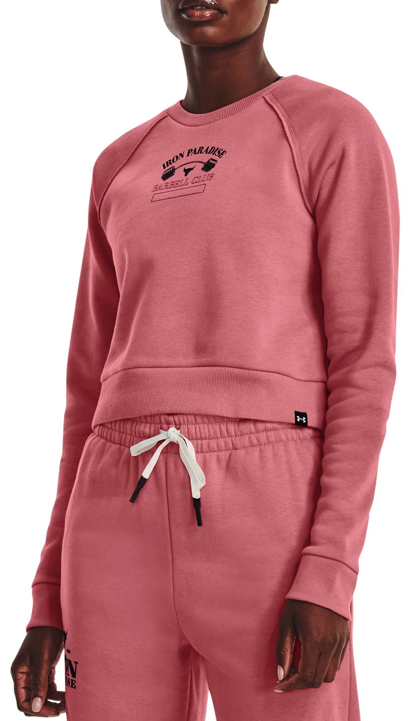 Sweatshirt Under Armour Project Rock Gym Fleece Cropped Sweatshirt Rosa | 1373600-600