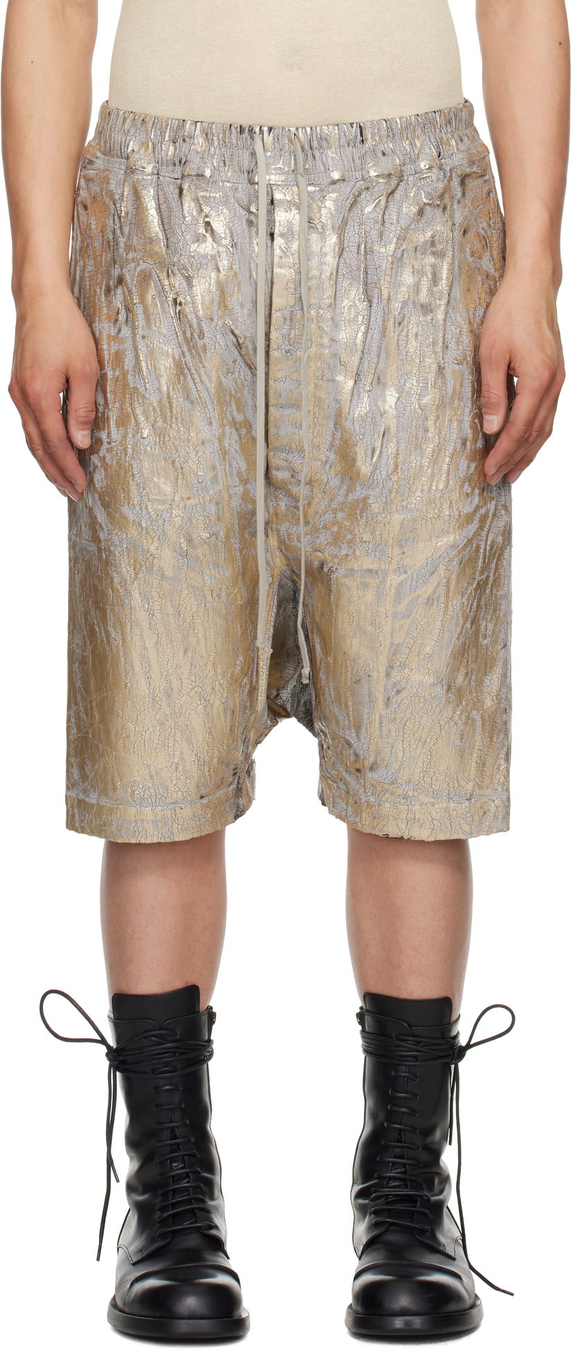 Shorts Rick Owens Rick Owens DRKSHDW Hollywood Drawstring Pods Shorts Metallisk | DU01E3380 SGMC