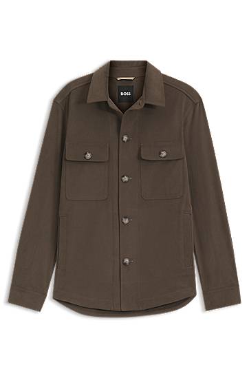 Skjorta BOSS BOSS Relaxed-Fit Stretch Cotton Overshirt Grön | 50551684