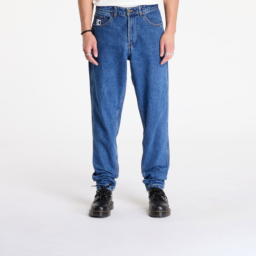 Byxor Karl Kani Pants KK Small Signature Tapered Five Pocket Denim Dark Indigo 32 Blå | 6000480