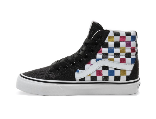 Skateboarding Vans Sk8-Hi Glitter Checkerboard Svart | VN0A4BV6V3P