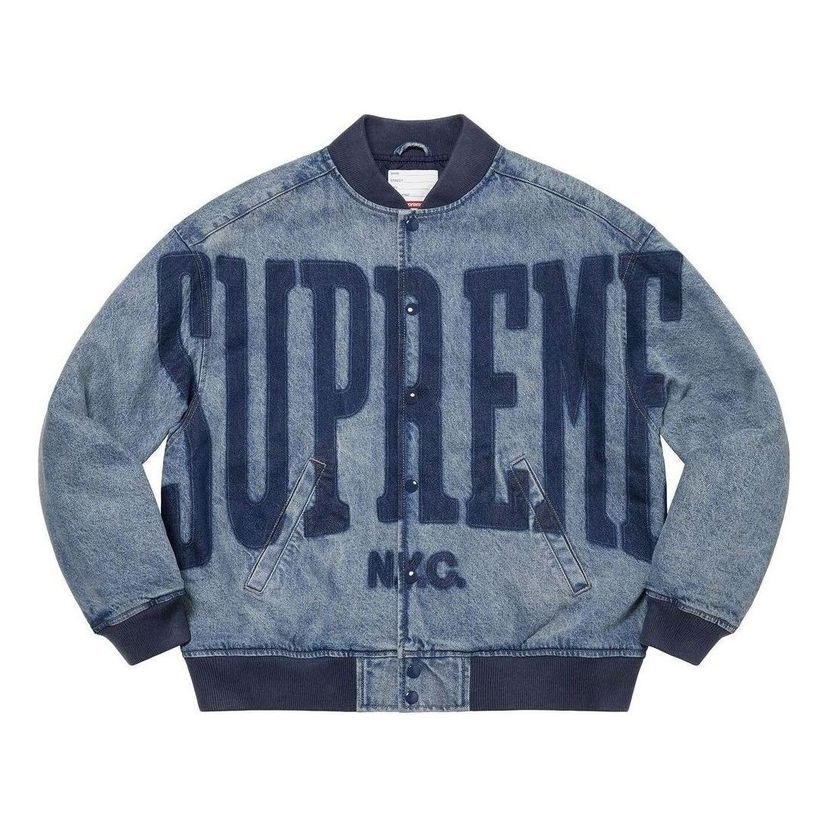 Bomberjacka Supreme Washed Knockout Denim Varsity Jacket Blå | SUP-SS23-171
