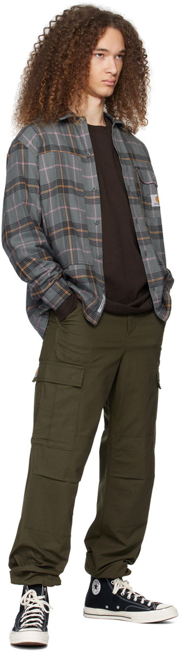 Skjorta Carhartt WIP Plaid Long Sleeve Button-Up Shirt Grön | I032903, 3