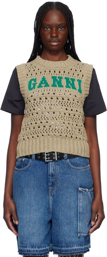Sweater GANNI GANNI Knit Vest Beige | K2428, 0