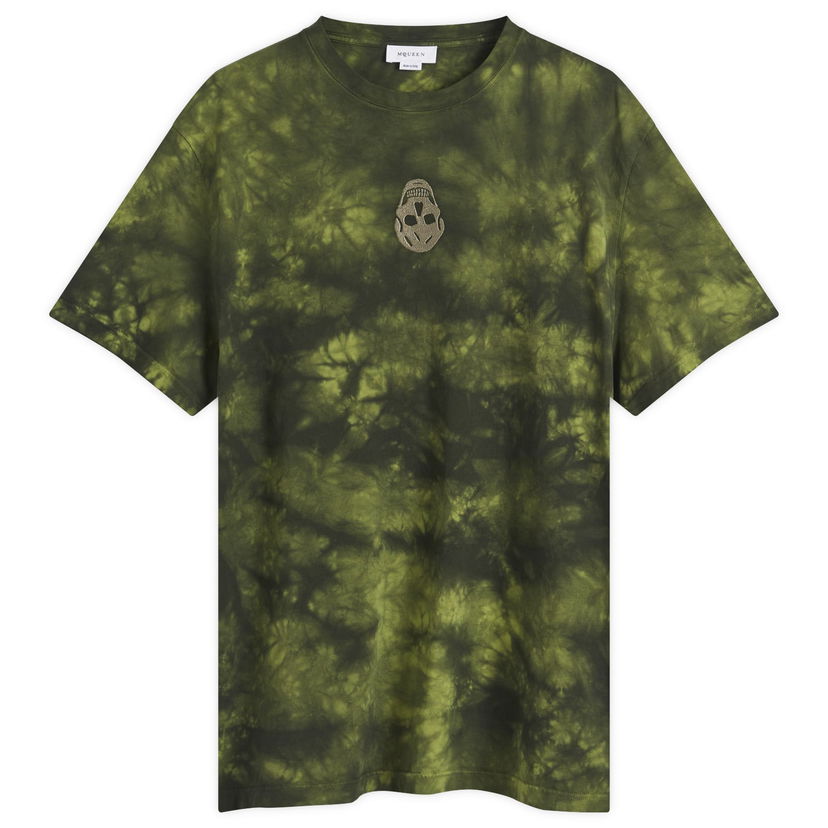 T-shirt Alexander McQueen Uneven Dyed Skull Logo T-Shirt Grön | 808915-QXABL-3012