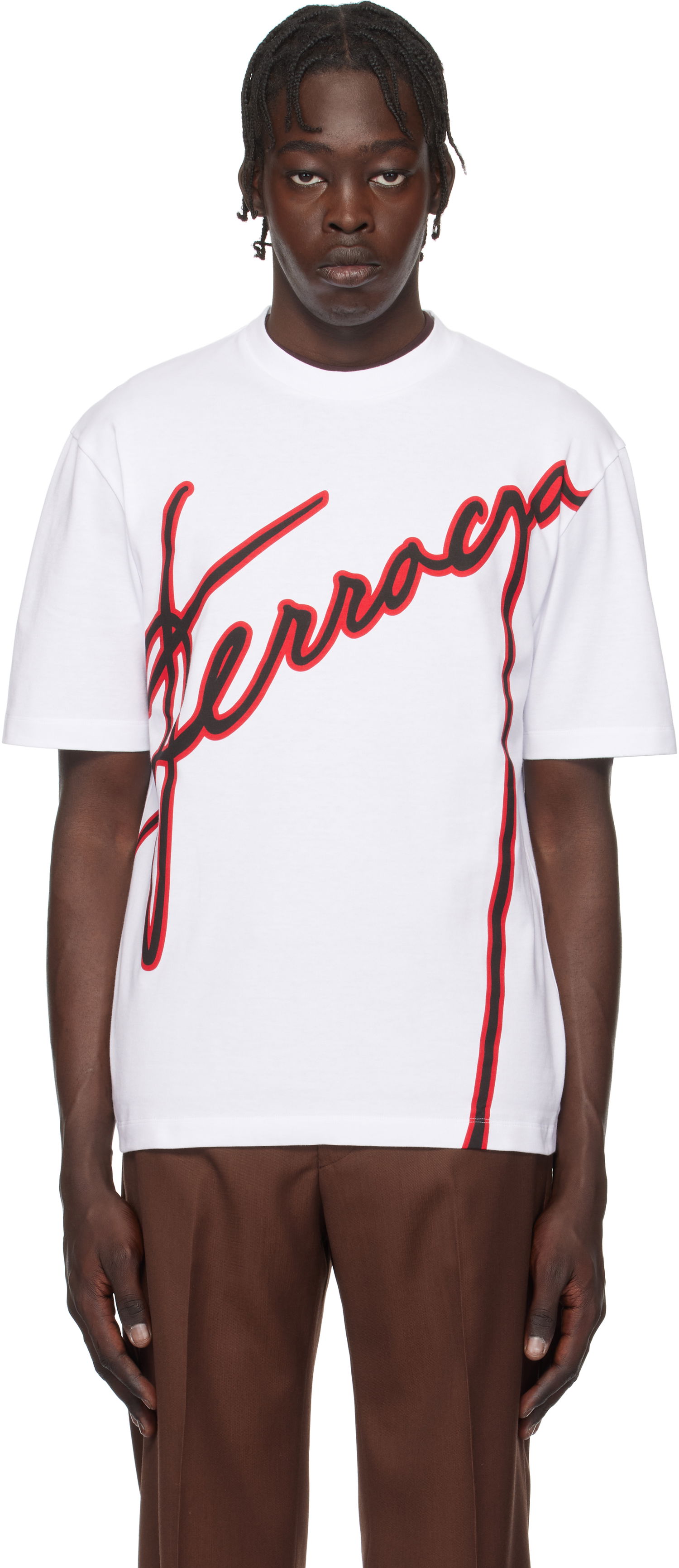 T-shirt FERRAGAMO Ferragamo Logo Print T-Shirt Vit | 781268, 0