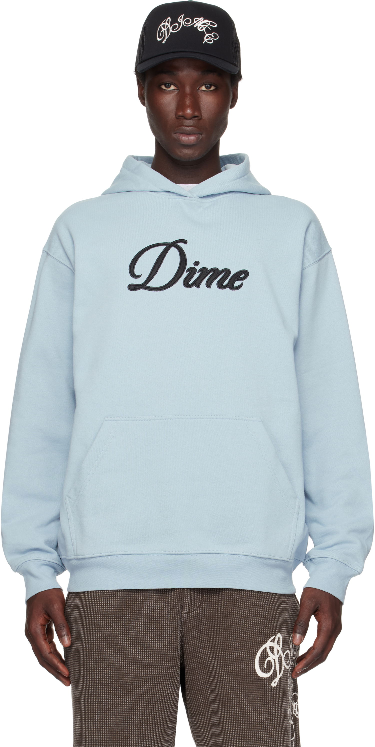 Sweatshirt Dime Dime Cursive Fleece Hoodie Blå | DIMESU2543BLU, 0