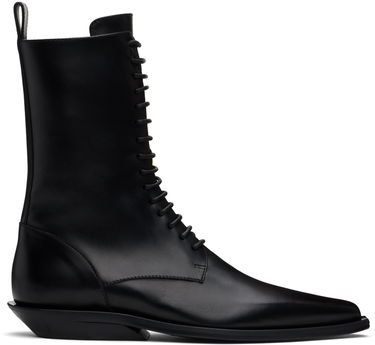 Kläder Ann Demeulemeester Ann Demeulemeester Ise Pointy Micro Heel Lace-Up Boots Svart | 2402-W-A12-LT131-099, 0