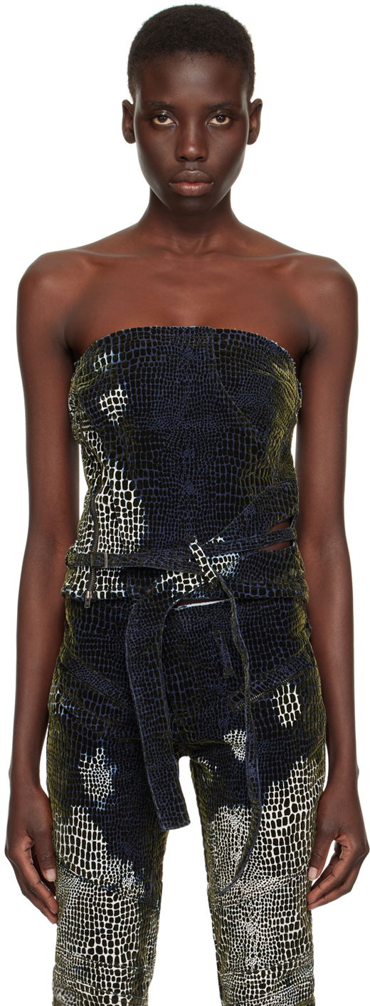 Linne Ottolinger Ottolinger Patterned Denim Tube Top Blå | 1704802