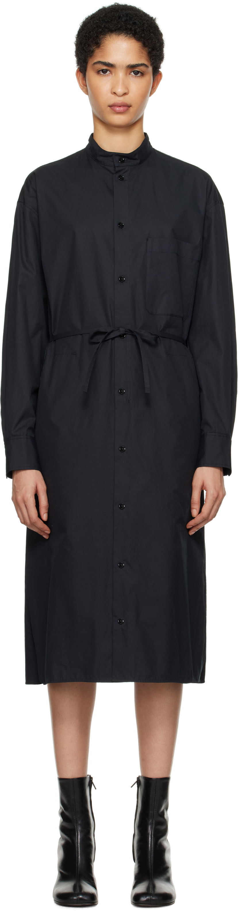 Klä LEMAIRE Lemaire Drawstring Midi Shirt Dress Svart | DR1087 LF839