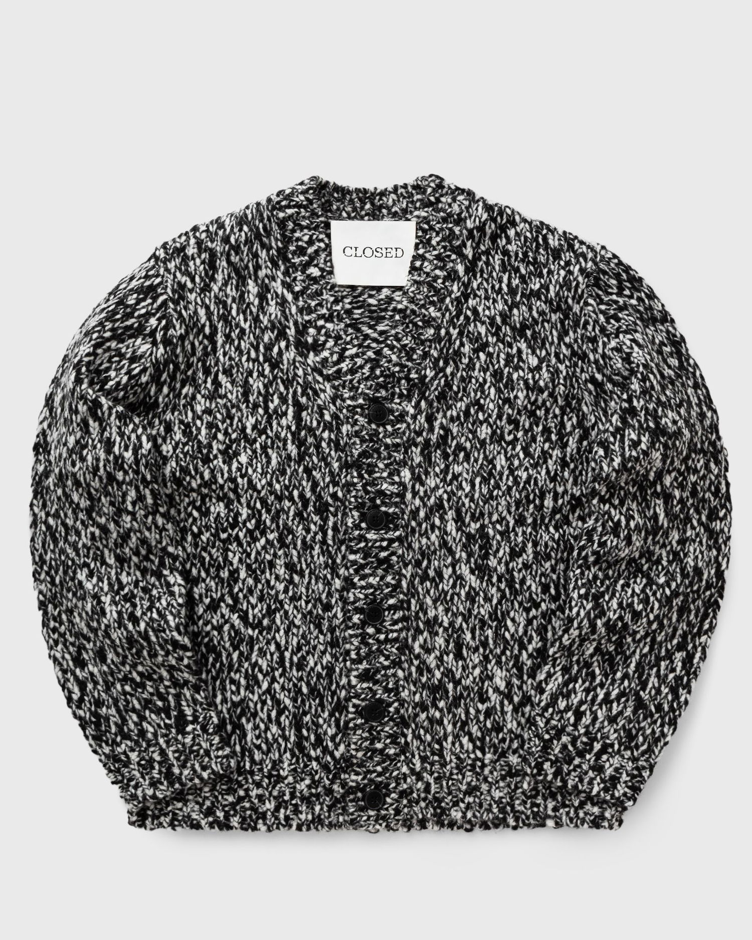 Sweater CLOSED Black & White Speckled Button-Up Cardigan Svart | C86758-94A-22-100, 0