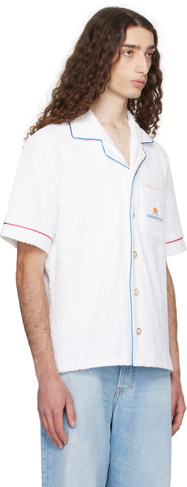Skjorta Casablanca Casablanca Monogram Jacquard Towelling Short Sleeve Shirt Vit | MPF25-SH-085-01, 1