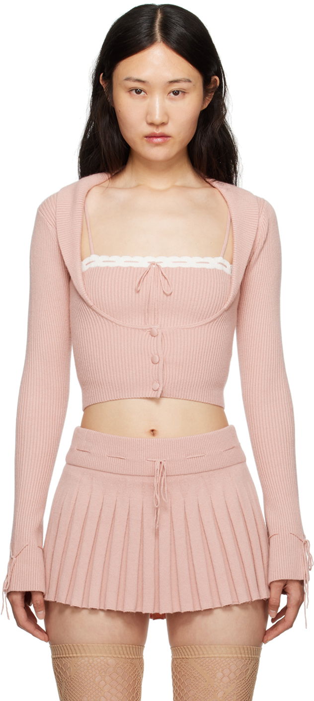 Sweater GUIZIO Guizio Cielo Knit Cardigan Rosa | H23620S020
