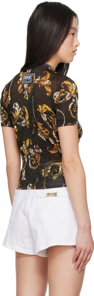 T-shirt Versace Versace Jeans Couture Barocco Lurex Knit Top Svart | E78HAFM07_ECMN45, 2