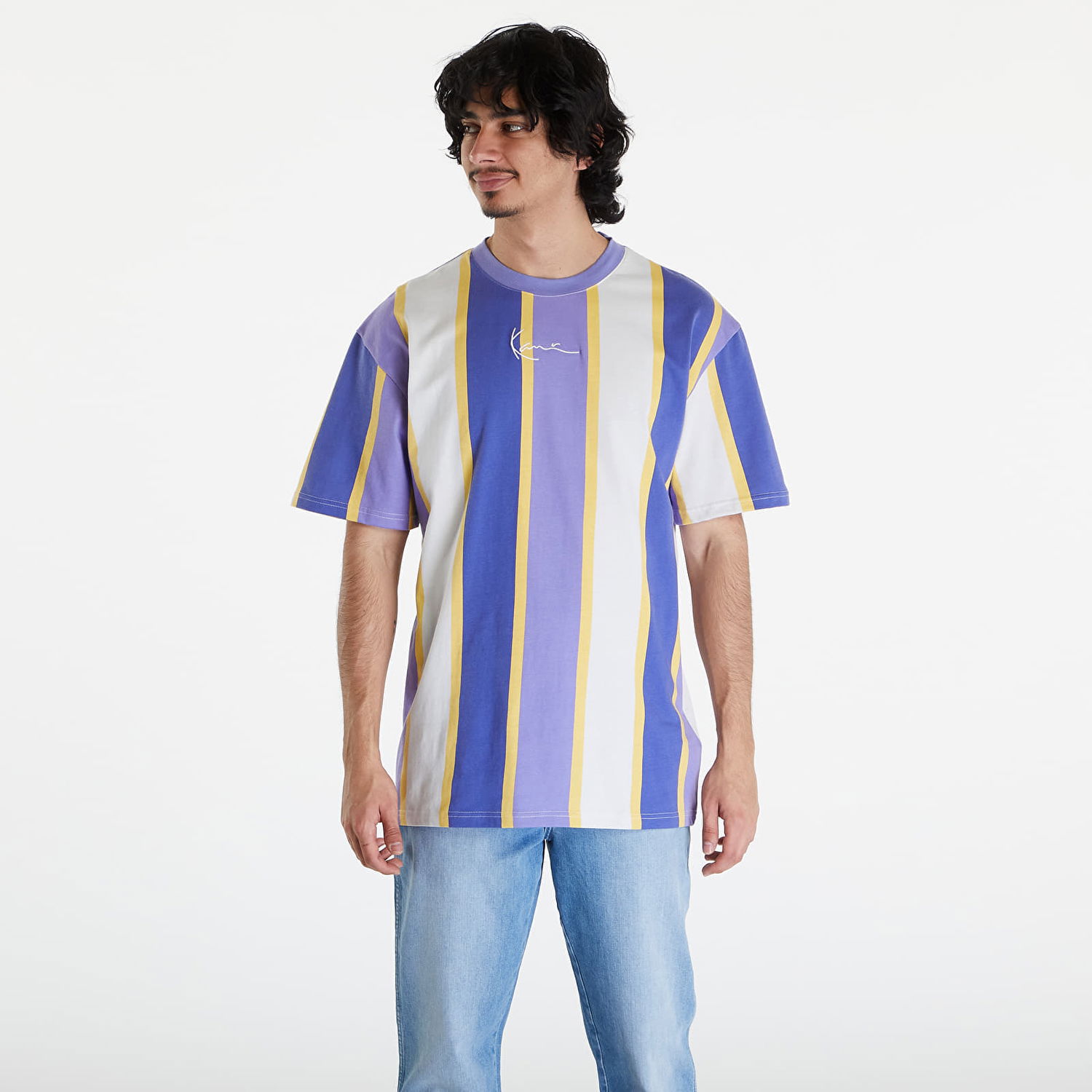 T-shirt Karl Kani Small Signature Stripe Tee Lilac/ Navy/ Off White Purpur | KM241-023-1, 0