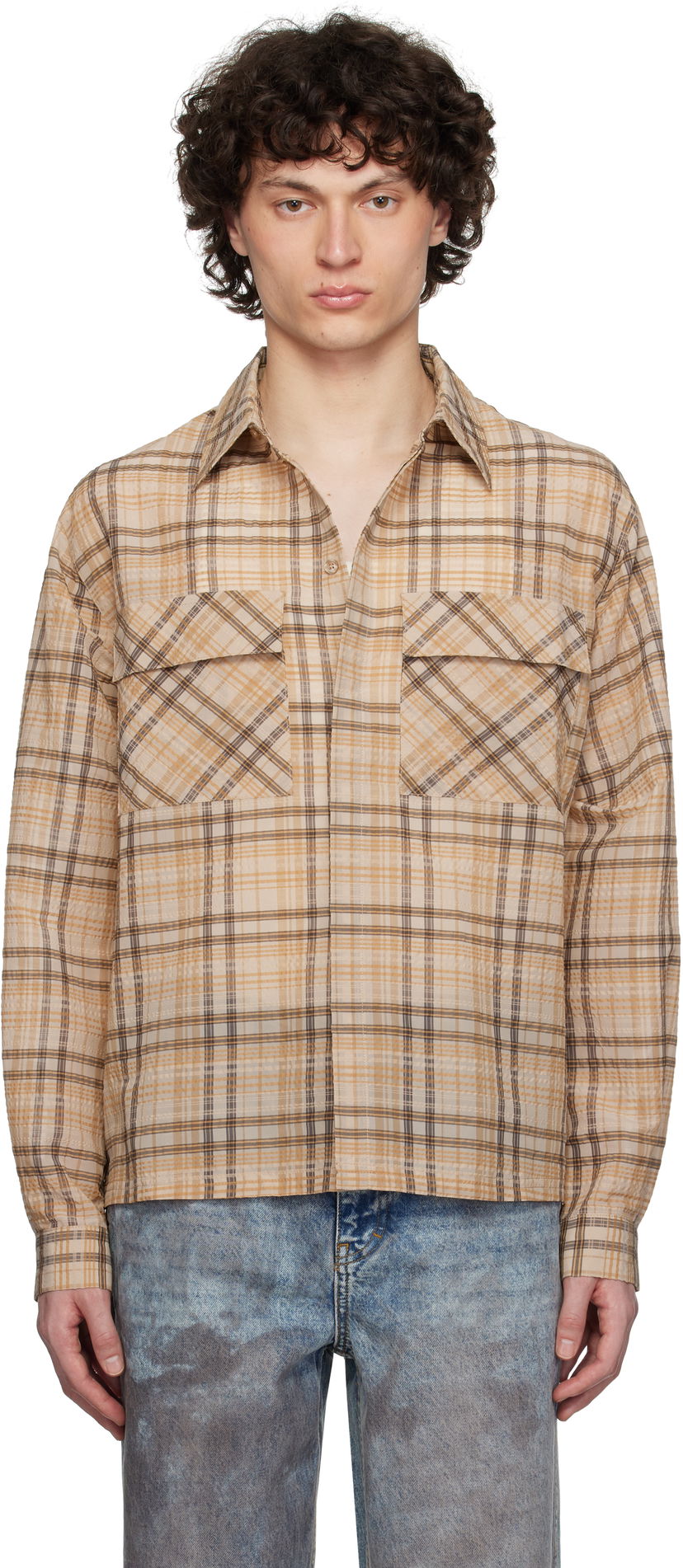 Skjorta Represent Clo Represent Sheer Flannel Shirt Beige | MLM2907